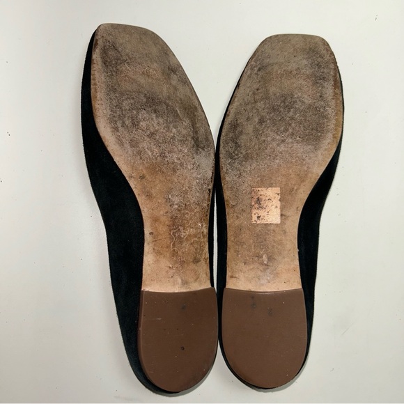 Tory Burch Georgia Black Suede Slip On Ballet Flat Large Logo - Picture 10 of 10